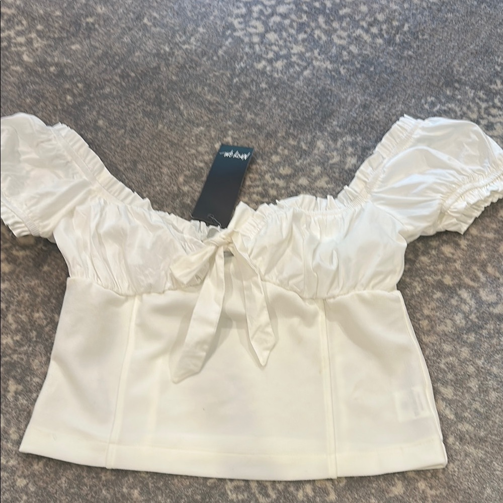 Nasty gal Elegant White Off-Shoulder Top  NWT